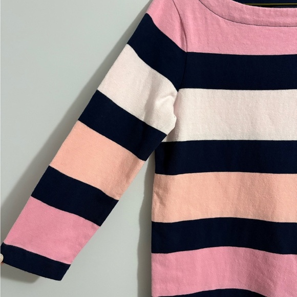 Lands' End Dress Womens Striped Boat Neck 3/4 Sleeve Pink Navy Small Cotton EUC - Picture 3 of 9